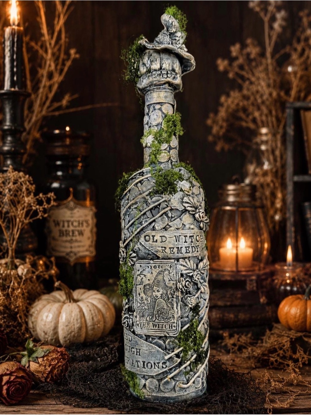 Handcrafted “Old Witch Remedy”Apothecary Bottle Potion Bottle-Gothic Cottagecore